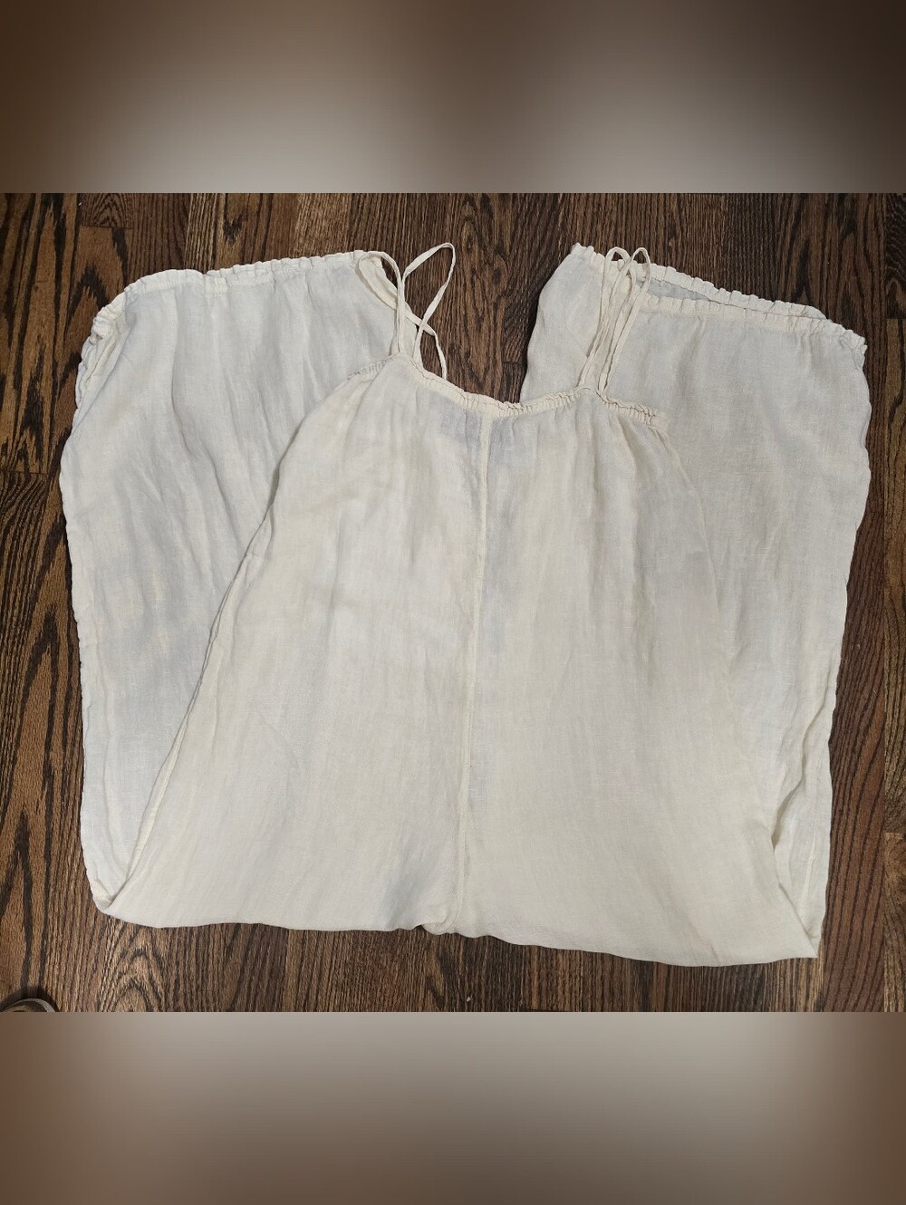 ZARA Cream Minimalist Linen Strappy wide leg Jumpsuit